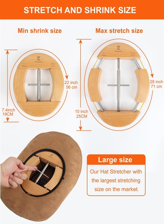 CANWUPON Hat Stretcher for Fitted Cowboy Hats Stretchers for Men - 4 Way Expander Extender Shaper Widener XL Large Size Enlarger (4 Way Wood) - Image 2